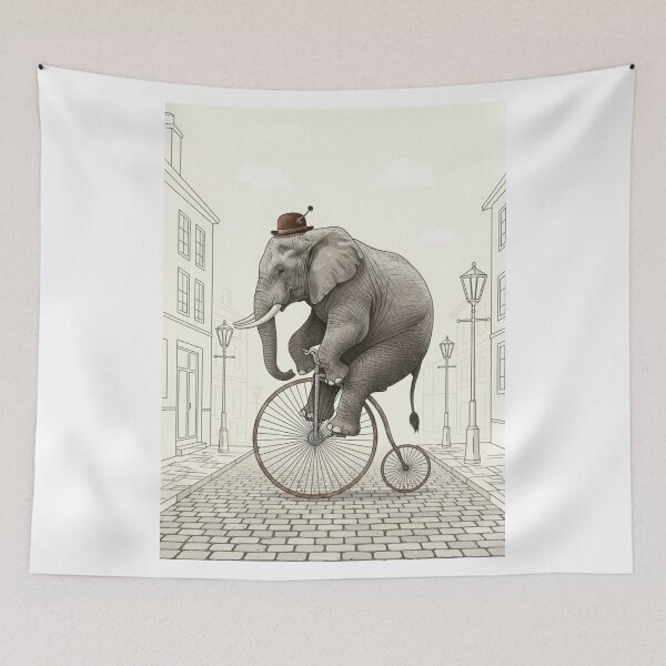 Item preview, Whimsical Elephant Penny-Farthing Ride designed and sold by ElephantVibes.