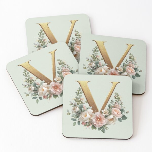 Item preview, Floral Gold Letter V Monogram – Coquette Christian Wall Art, Elegant Blush Rose Initial Print, Faith-Inspired Feminine Gift designed and sold by AmenAlways.