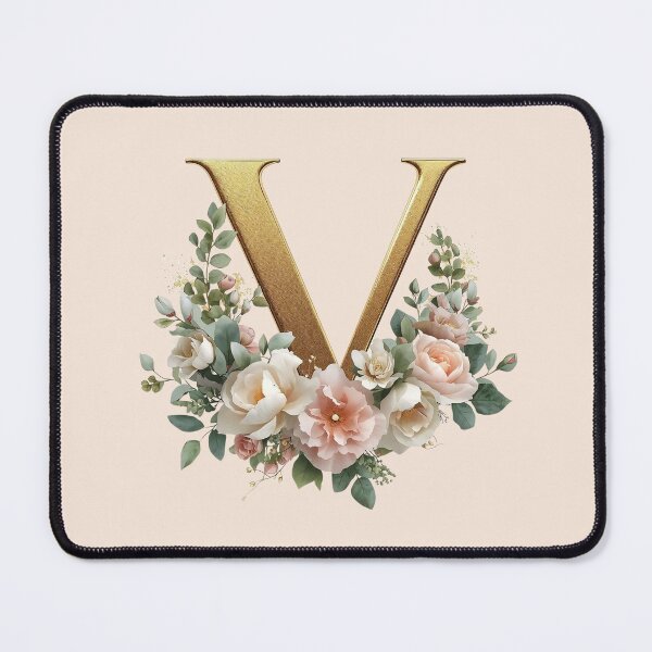 Item preview, Floral Gold Letter V Monogram – Coquette Christian Wall Art, Elegant Blush Rose Initial Print, Faith-Inspired Feminine Gift designed and sold by AmenAlways.