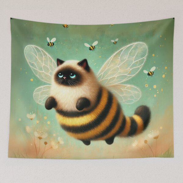 Item preview, Whimsical Bee Cat Art – Cute Bumble Kitty Fantasy Print designed and sold by PrintIdeasArt.