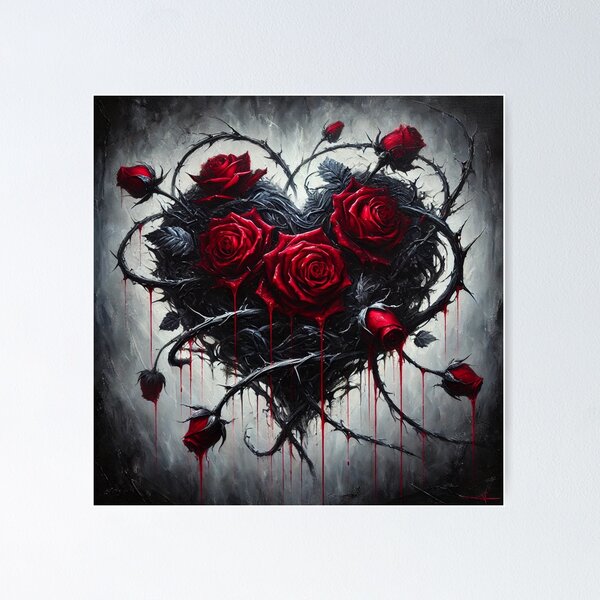Item preview, Gothic Rose Heart – Dark Romantic Bleeding Roses Art designed and sold by PrintIdeasArt.