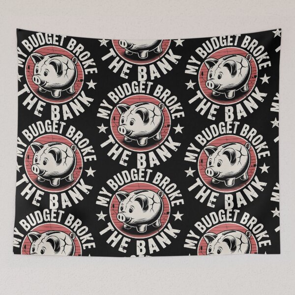 Item preview, My Budget Broke the Bank Funny Broken Piggy Bank Vintage Design designed and sold by SplashTastic.