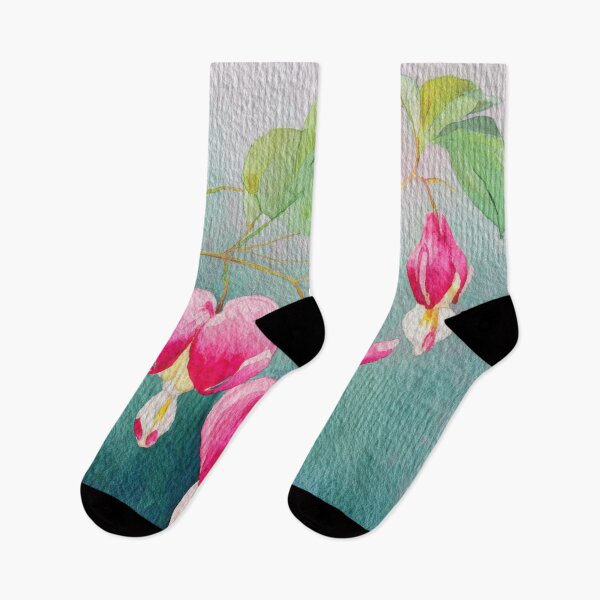 Item preview, Watercolor Bleeding Hearts on Teal Green Gradient designed and sold by dawnleblanc55.
