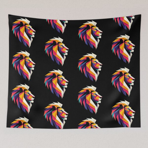 Item preview, "Geometric Lion Head – Vibrant Abstract Animal Art" designed and sold by Dogandesighn.