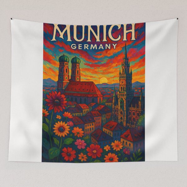 Item preview, Sunset Over Frauenkirche and Marienplatz, Munich, Germany designed and sold by Places On Earth.