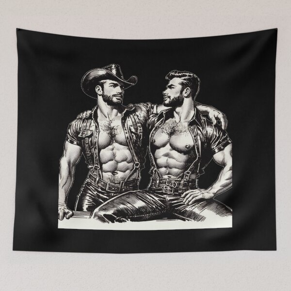Item preview, Vintage Gay Texas Leather Cowboys Gay Pride Sketch Graphic Design designed and sold by ItsAKinkThing.