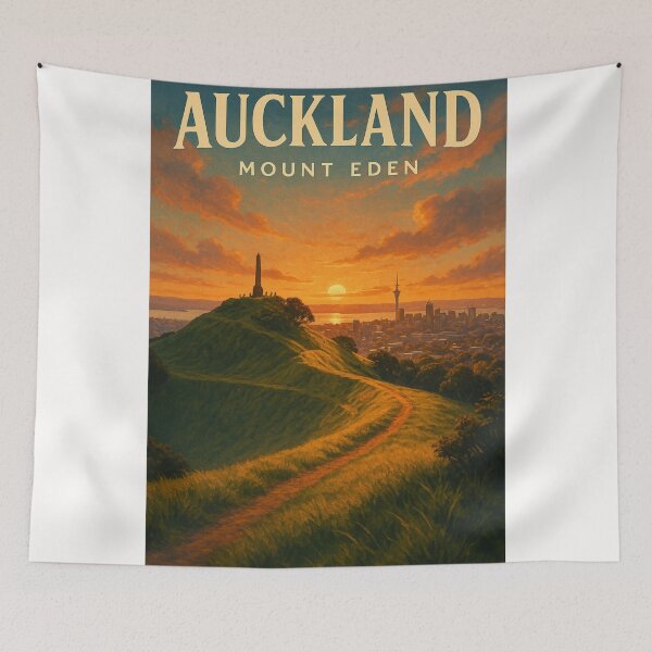 Item preview, Sunset Over Maungawhau Crater and Auckland Skyline designed and sold by Places On Earth.