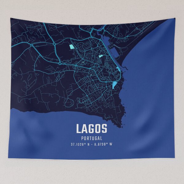 Item preview, Lagos Portugal Midnight City Map designed and sold by HomeLivingCo.