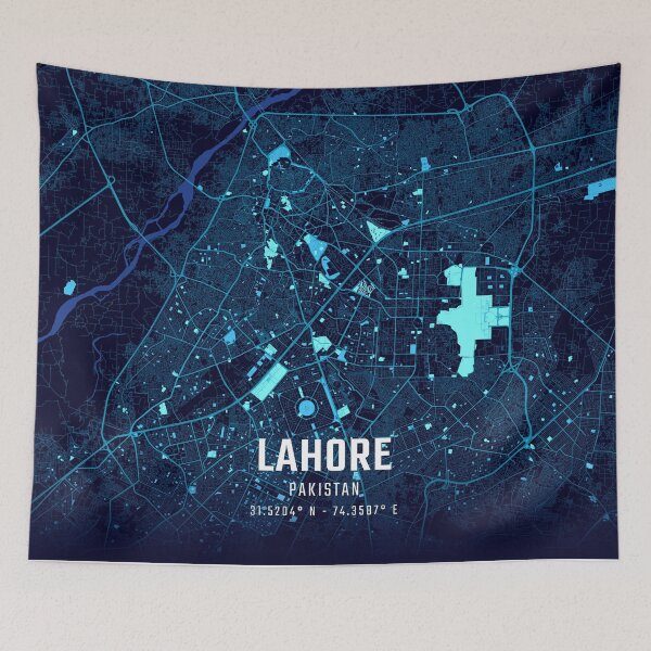 Item preview, Lahore Midnight City Map designed and sold by HomeLivingCo.