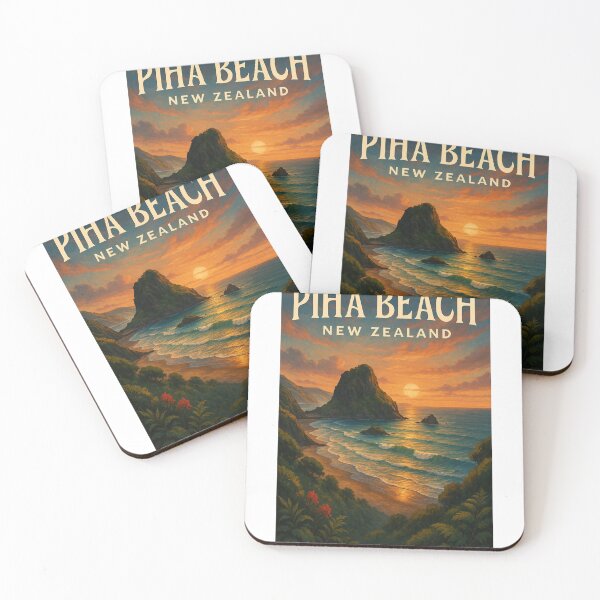 Artikelvorschau, Sonnenuntergang am Piha Beach, Auckland, Neuseeland entworfen und verkauft von Aryabek.