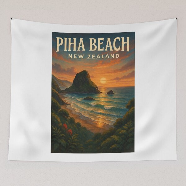 Artikelvorschau, Sonnenuntergang am Piha Beach, Auckland, Neuseeland entworfen und verkauft von Aryabek.