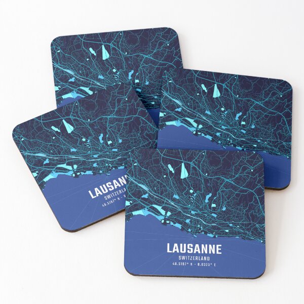 Item preview, Lausanne Midnight City Map designed and sold by HomeLivingCo.