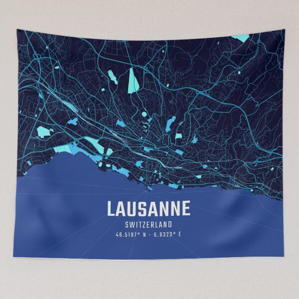 Item preview, Lausanne Midnight City Map designed and sold by HomeLivingCo.