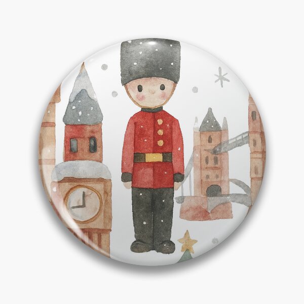 Item preview, Christmas in London Watercolor – Cute British Christmas Scene with Big Ben, Red Bus & Guard designed and sold by elgreko.
