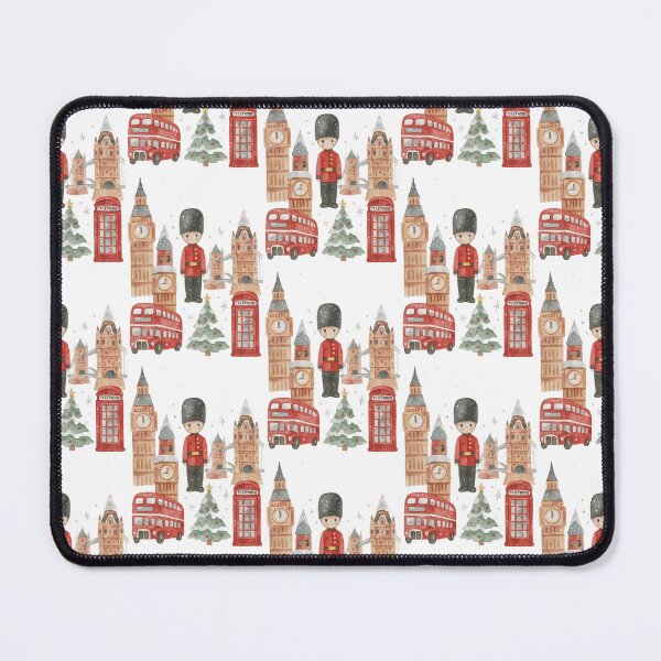Item preview, Christmas in London Watercolor – Cute British Christmas Scene with Big Ben, Red Bus & Guard designed and sold by elgreko.