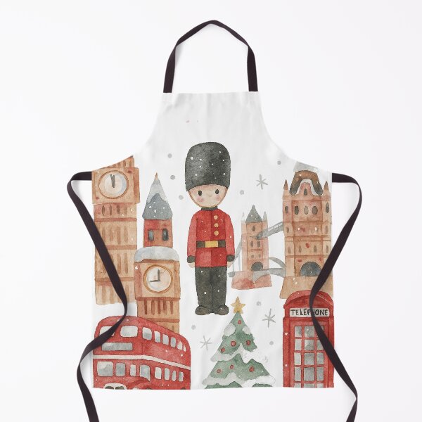 Item preview, Christmas in London Watercolor – Cute British Christmas Scene with Big Ben, Red Bus & Guard designed and sold by elgreko.