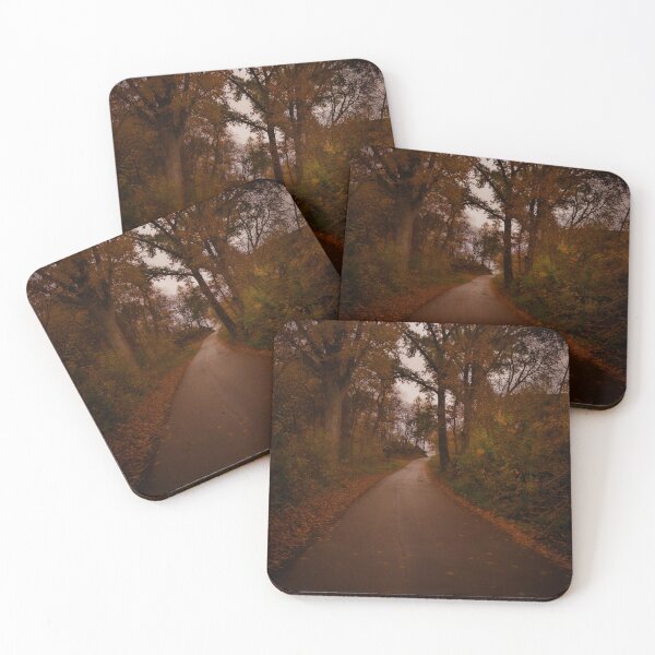 Item preview, Autumnal path in the evening darkness designed and sold by SchuLou-Fotokram.