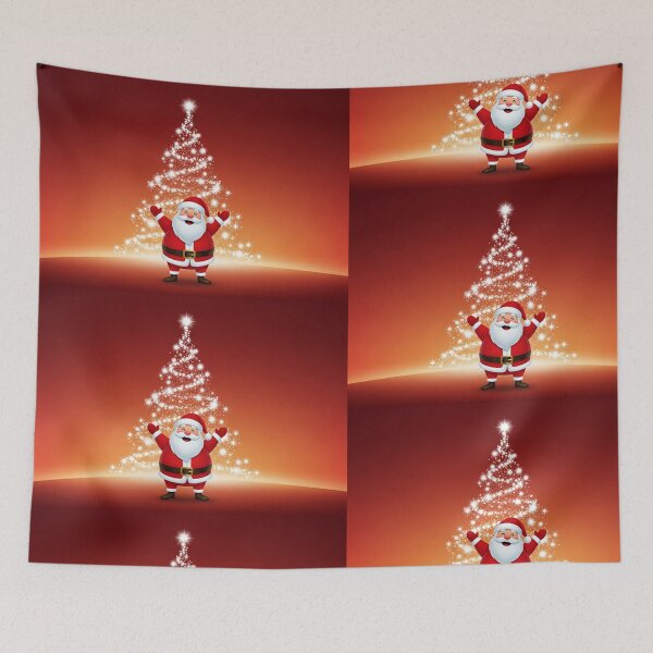 Item preview, Joyful Santa Claus – Festive Christmas Illustration with Glowing Tree designed and sold by PixelVibe782.
