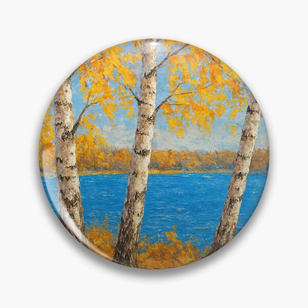 Item preview, Birches in autumn by the blue lake designed and sold by Sigtrix.