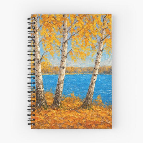 Item preview, Birches in autumn by the blue lake designed and sold by Sigtrix.