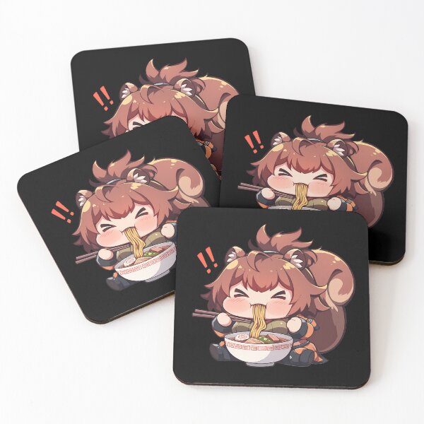 Item preview, Blazblue Makoto Nanaya Blazblue Bb Kawaii Ramen Chibi Cute Brown Game designed and sold by Raslbazola.
