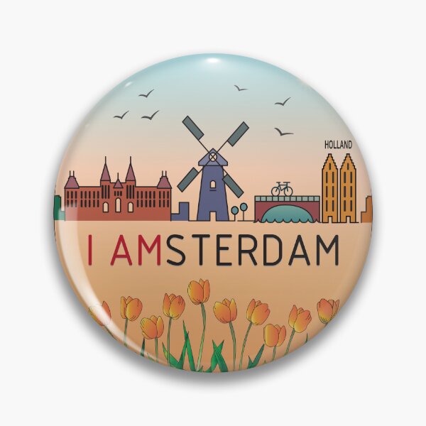 Artikelvorschau, Plakat Amsterdam | Kunstwandbild Tulpen und Fahrrad | Dekoration Pays-Bas entworfen und verkauft von FilizDesigner.