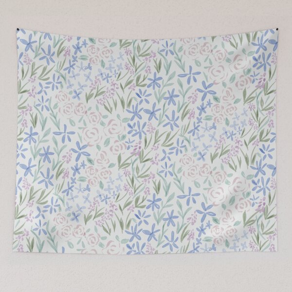 Item preview, Grandmillennial Cottage Garden Alllover Floral Ditsy in blue sage &green designed and sold by aneladesigns.