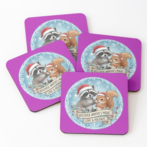 Item preview, Cozy Critters Christmas: Santa Hat Raccoon & Squirrel Winter Wonderland Gift designed and sold by EdCraftProjects.