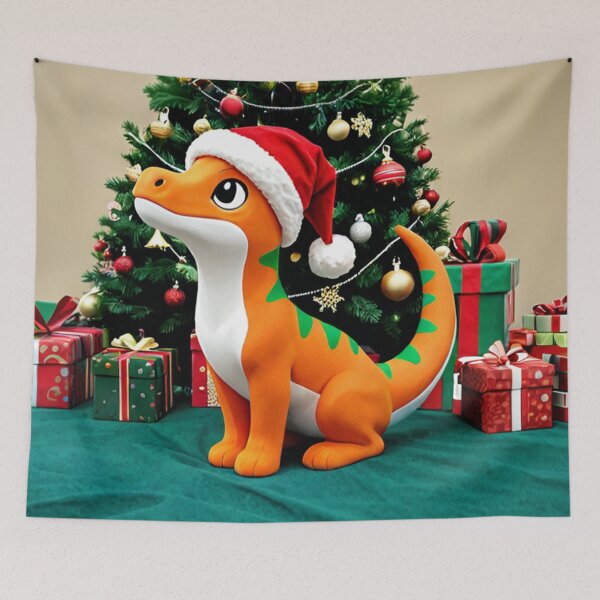 Item preview, Cute Dinosaur in Santa Hat with Christmas Gifts designed and sold by SassyArtistry.
