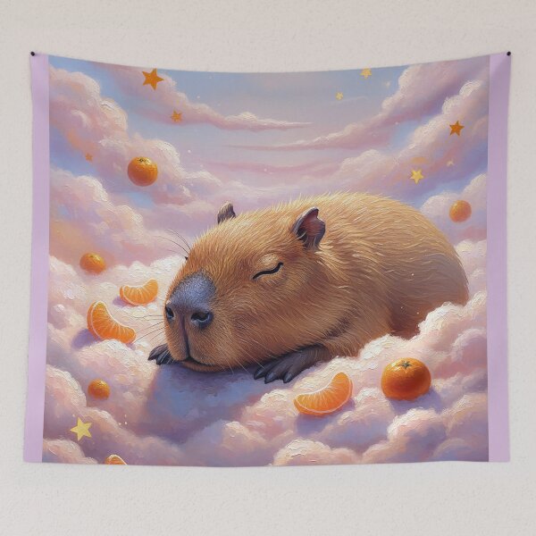Item preview, A capybara sleeps on pink clouds designed and sold by cloud lee.