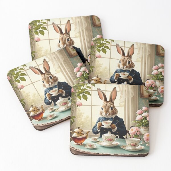 Item preview, Easter Bunny Drinking Tea | Gift for Easter designed and sold by UnhingedBird.