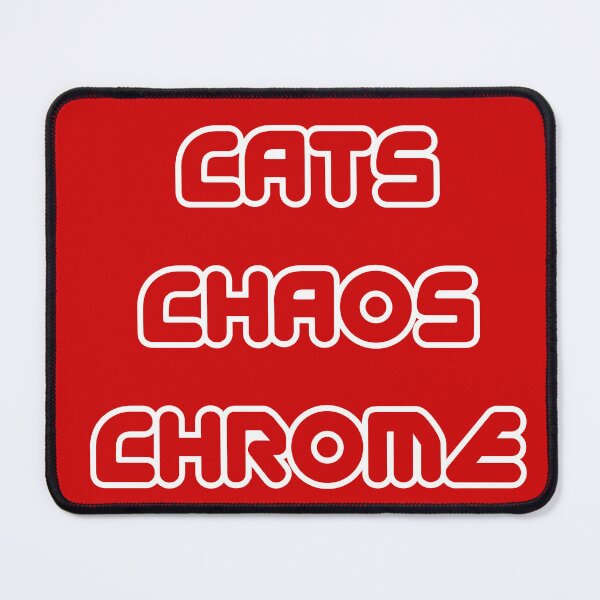 Item preview, Cats, chaos, chrome, red inscription designed and sold by silent-violin.
