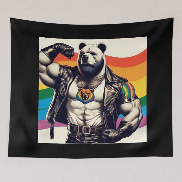 Item preview, Gay Berlin Color Pop Leather Bear Wallart Graphic Design designed and sold by ItsAKinkThing.