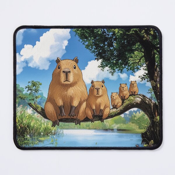 Item preview, The capybara family sat on the tree branch designed and sold by cloud lee.