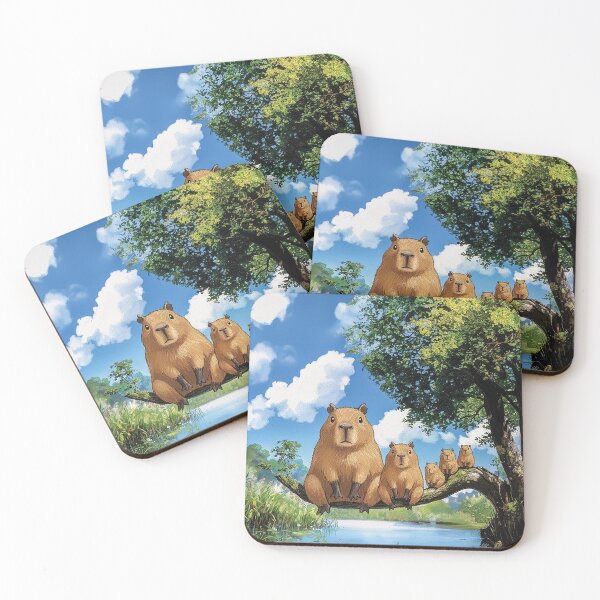 Item preview, The capybara family sat on the tree branch designed and sold by cloud lee.