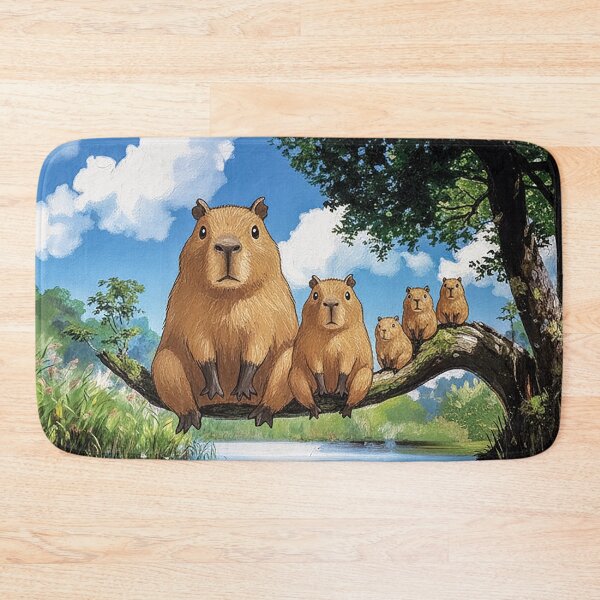 Item preview, The capybara family sat on the tree branch designed and sold by cloud lee.