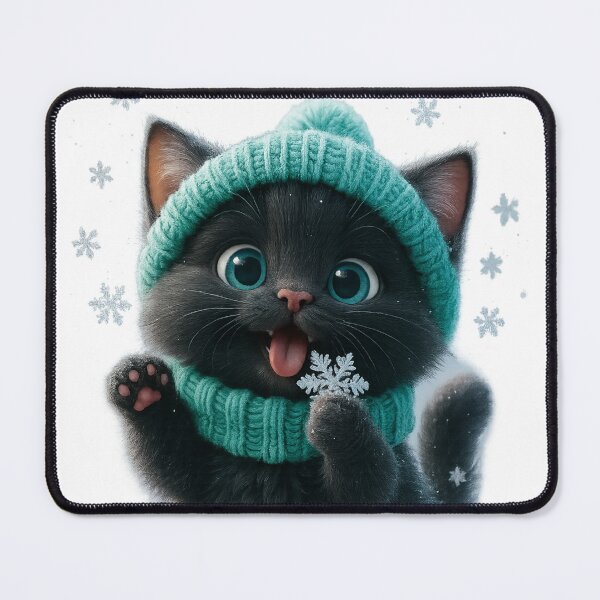 Item preview, Adorable Black Kitten in Snow | Cute Winter Cat 3D CGI Art | Christmas 8K Design designed and sold by NeonCore.