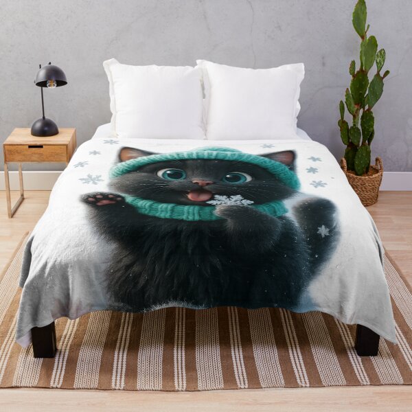 Item preview, Adorable Black Kitten in Snow | Cute Winter Cat 3D CGI Art | Christmas 8K Design designed and sold by NeonCore.