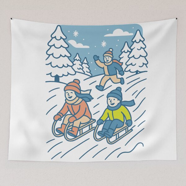 Item preview, Kids Sledding Fun — Winter Art designed and sold by DKunic.