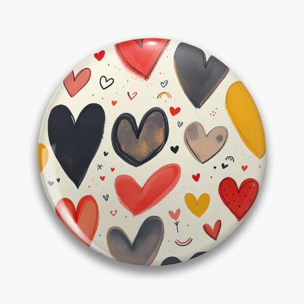 Item preview, Warm Heart Pattern – Red, Yellow, and Black Doodle Hearts designed and sold by FunnyTeeByMe.
