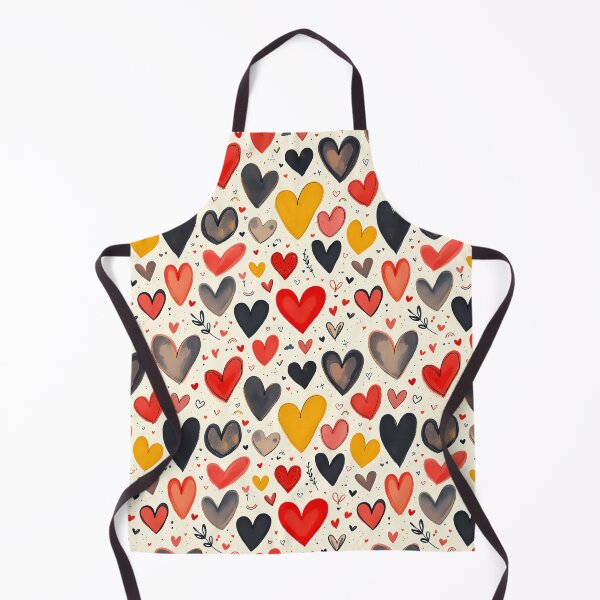 Item preview, Warm Heart Pattern – Red, Yellow, and Black Doodle Hearts designed and sold by FunnyTeeByMe.