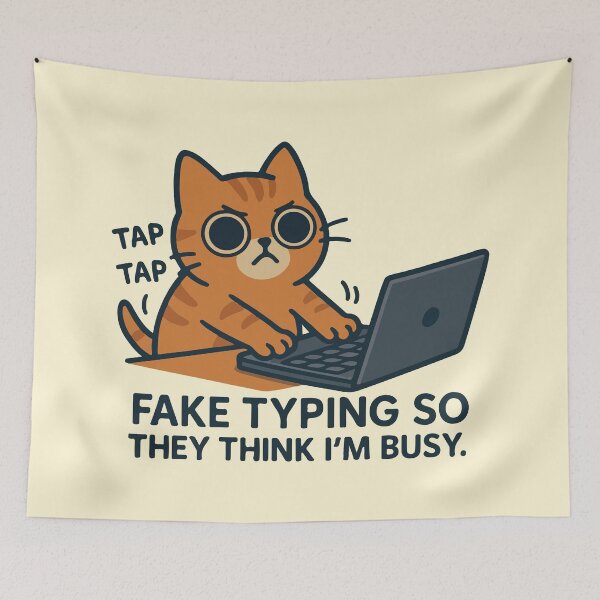 Item preview, Fake typing so they think I'm busy cat working on laptop designed and sold by BrownHorse90s.