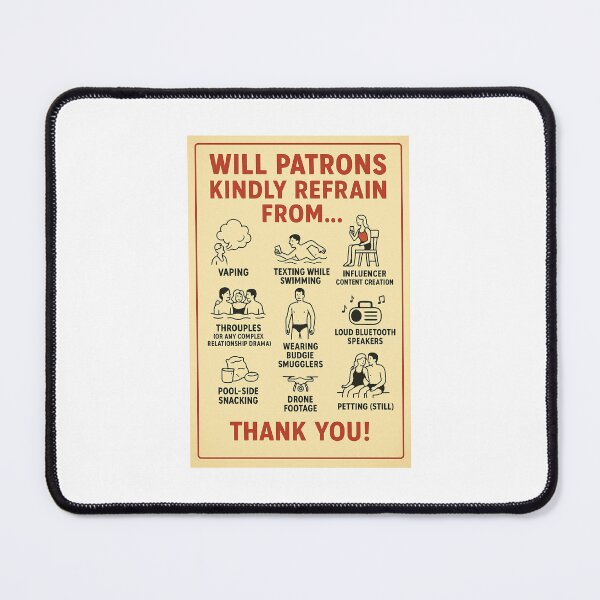 Item preview, Will Patrons Kindly Refrain From…classic Retro Swimming Pool Poster undated for today designed and sold by JustforLaughs1.