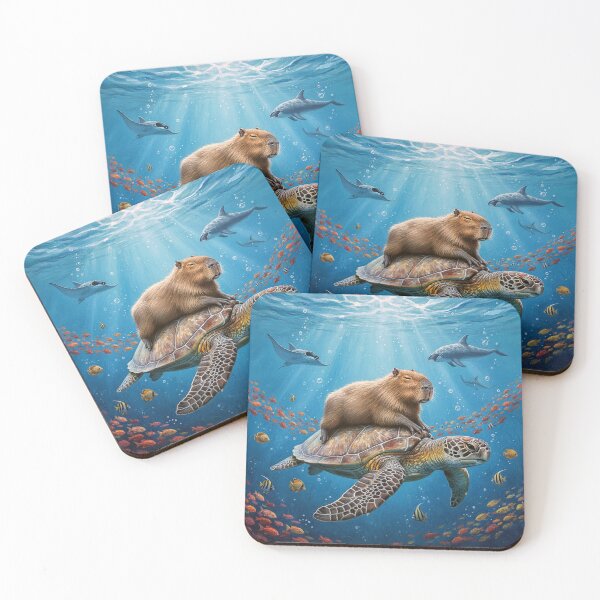 Item preview, Capybara riding on a sea turtle designed and sold by cloud lee.