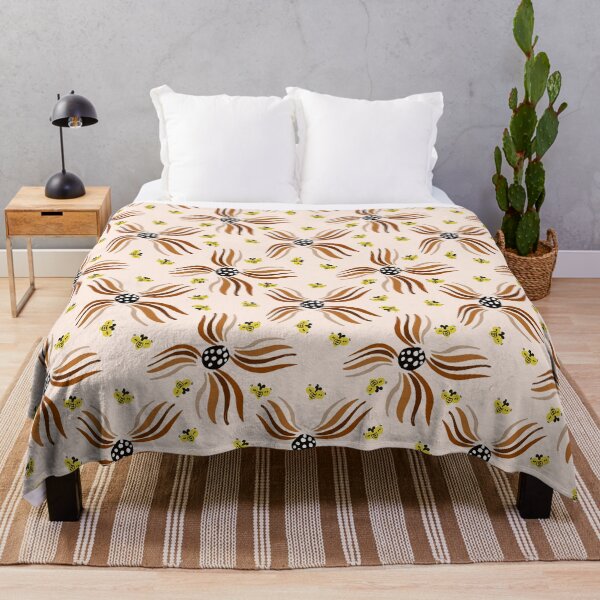 Item preview, Earthy Neutral Abstract Flowers and Bees Pattern designed and sold by Preeyanc.