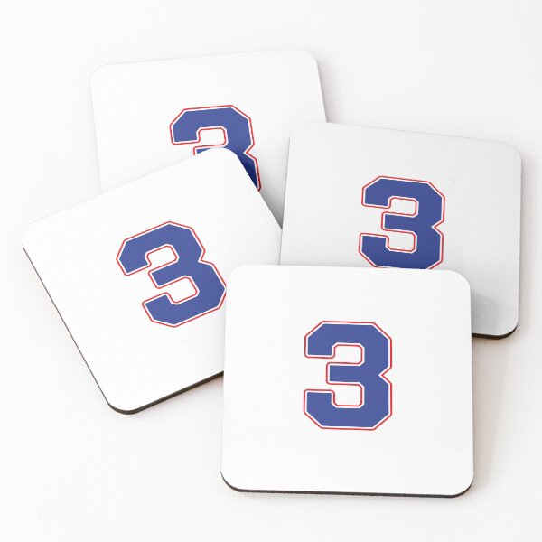 Item preview, Jersey Number 3 / Player Shirt Number Three (Blue with Red Outline) designed and sold by STUDIO-72.