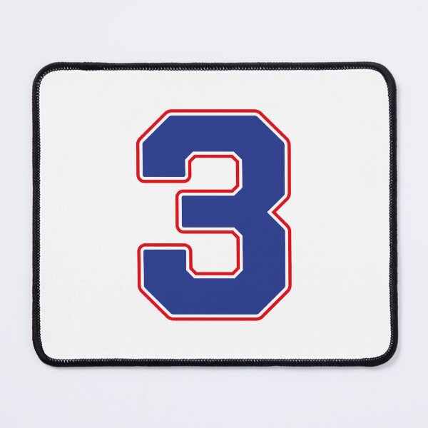 Item preview, Jersey Number 3 / Player Shirt Number Three (Blue with Red Outline) designed and sold by STUDIO-72.