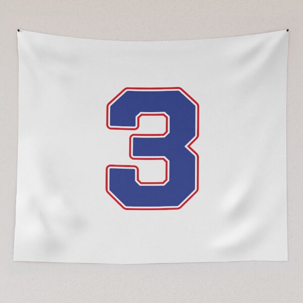Item preview, Jersey Number 3 / Player Shirt Number Three (Blue with Red Outline) designed and sold by STUDIO-72.