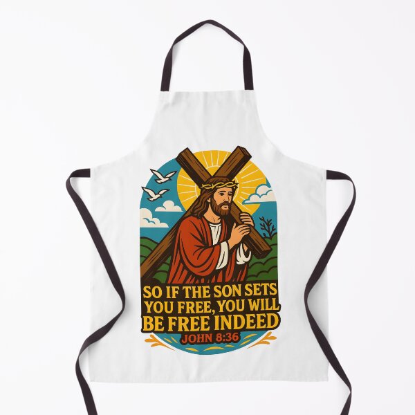 Item preview, Christian Jesus Carrying Cross Art - John 8:36 Scripture. designed and sold by loveandlightrb.