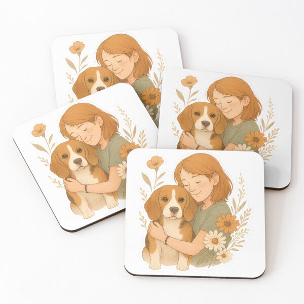 Item preview, Beagle Lover Artwork | Cozy Dog Hug Floral Illustration designed and sold by Gurjeetpixelart.